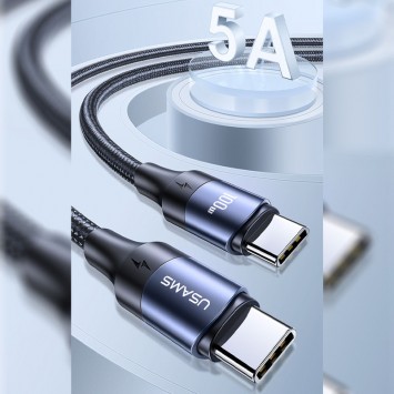 USB кабель для електроніки USAMS US-SJ524 U71 Type-C to Type-C PD 100W (1.2m), Black - Type-C кабелі - зображення 2 