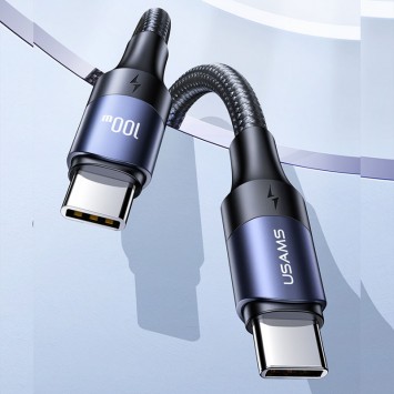 USB кабель USAMS US-SJ525 U71 Type-C to Type-C PD 100W (2m), Black - Type-C кабелі - зображення 1 