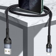 Дата кабель Usams US-SJ448 U55 Aluminum Alloy Braided USB to Lightning (1m), чорний