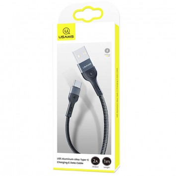 Дата кабель Usams US-SJ449 U55 Aluminum Alloy Braided USB to Type-C (1m), Black - Type-C кабели - изображение 4