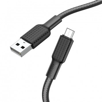 Дата кабель Hoco X69 Jaeger USB to MicroUSB (1m), Чорний / Білий - MicroUSB кабелі - зображення 2 