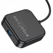 Перехідник HUB Hoco HB31 Easy 4-in-1 (USB to USB3.0*4) (L=0.2m), Black