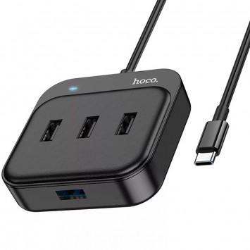 Переходник HUB Hoco HB31 Easy 4-in-1 (Type-C to USB3.0*4) (L=0.2m), Black - Type-C кабели - изображение 1