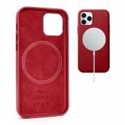 Шкіряний чохол Leather Case (AAA) with MagSafe для Apple iPhone 12 Pro Max (6.7"), Red