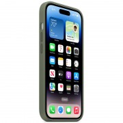 Чохол Silicone case (AAA) full with Magsafe для Apple iPhone 14 Pro (6.1"), Зелений / Olive