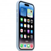 Чохол Silicone case (AAA) full with Magsafe для Apple iPhone 14 Pro Max (6.7"), Блакитний / Sky