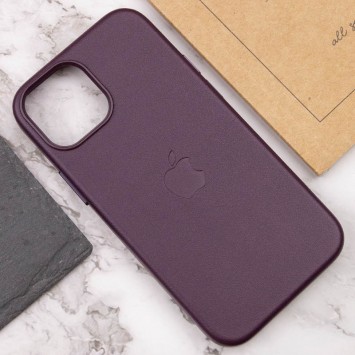 Шкіряний чохол Leather Case (AAA) with MagSafe для Apple iPhone 13 (6.1"), Dark Cherry - Чохли для iPhone 13 - зображення 4 