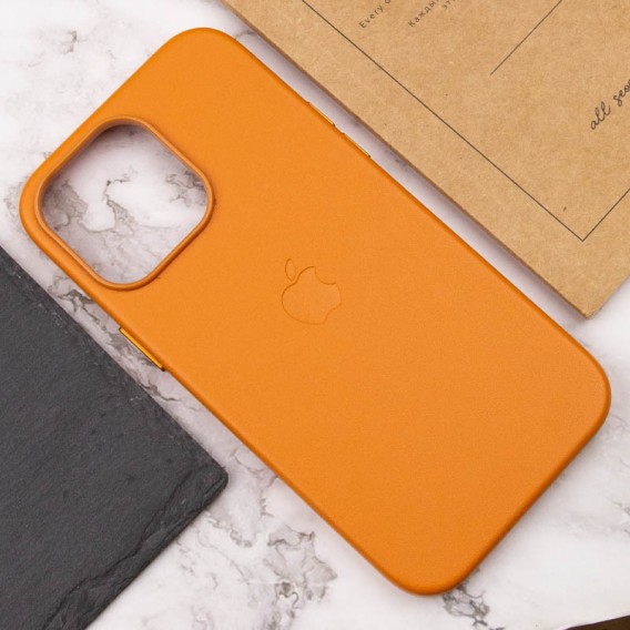 Шкіряний чохол Leather Case (AAA) with MagSafe для Apple iPhone 14 Pro Max (6.7"), Golden Brown