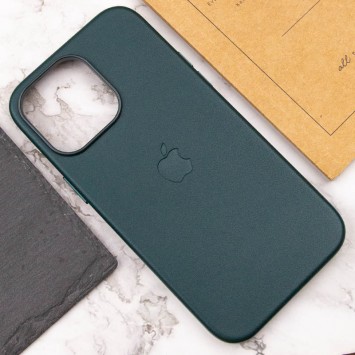 Шкіряний чохол Leather Case (AAA) with MagSafe для Apple iPhone 14 Pro Max (6.7"), Forest Green - зображення 4 