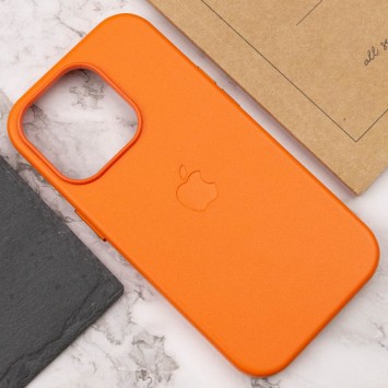 Кожаный чехол Leather Case (AAA) with MagSafe для Apple iPhone 14 Pro Max (6.7"), Orange - Чехлы для iPhone 14 Pro Max - изображение 4
