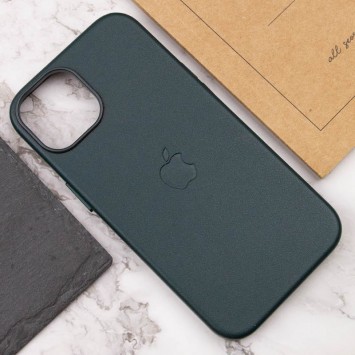 Кожаный чехол Leather Case (AAA) with MagSafe для Apple iPhone 14 (6.1"), Succulent - Чехлы для iPhone 14 - изображение 4
