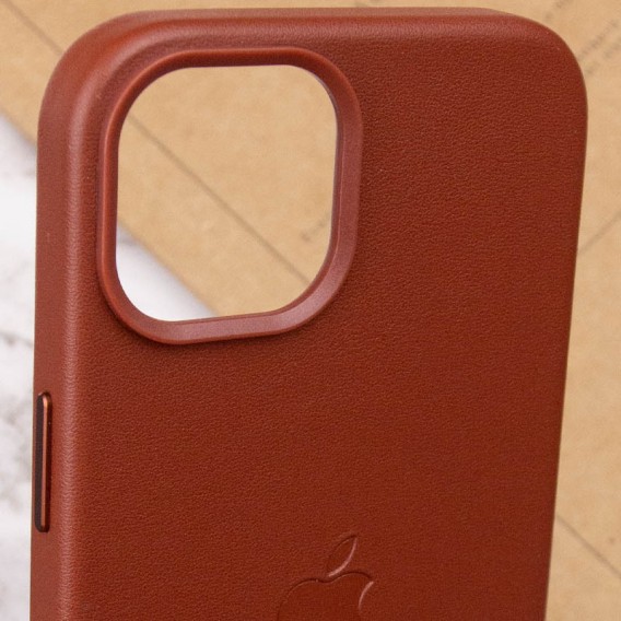 Шкіряний чохол Leather Case (AAA) with MagSafe для Apple iPhone 14 (6.1"), Umber