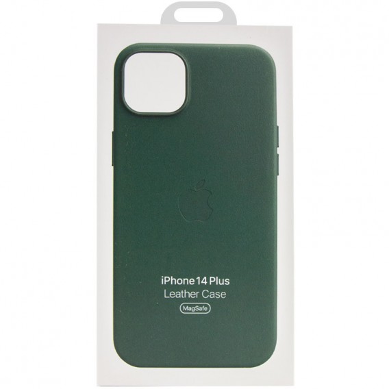 Кожаный чехол Leather Case (AAA) with MagSafe для Apple iPhone 14 Plus (6.7"), Forest Green