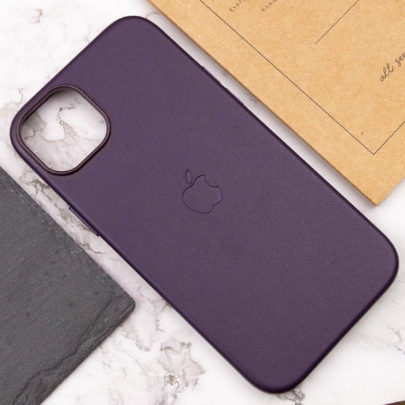 Шкіряний чохол Leather Case (AAA) with MagSafe для Apple iPhone 14 Plus (6.7"), Deep Violet