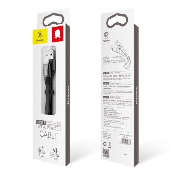 Дата кабель Baseus Nimble Portable USB to Type-C 3A (23см) (CATMBJ), Чорний - Type-C кабелі - зображення 6 