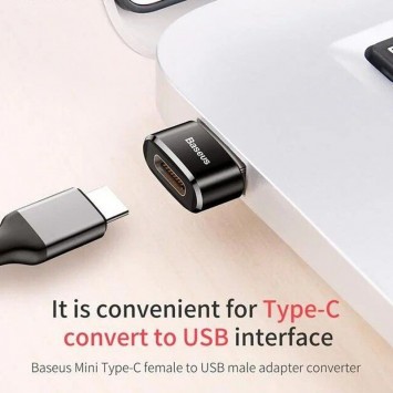 Перехідник Baseus USB Male To Type-C Female Adapter Converter 5A (CAAOTG), Чорний - Type-C кабелі - зображення 4 
