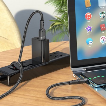Дата кабель Hoco U110 charging data sync USB to Type-C (1.2 m), Чорний - Type-C кабелі - зображення 2 
