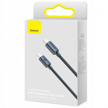 USB кабель для телефону Type-C to Type-C 100W (1.2m) Baseus Crystal Shine Series (CAJY00060), Black - Type-C кабелі - зображення 3 