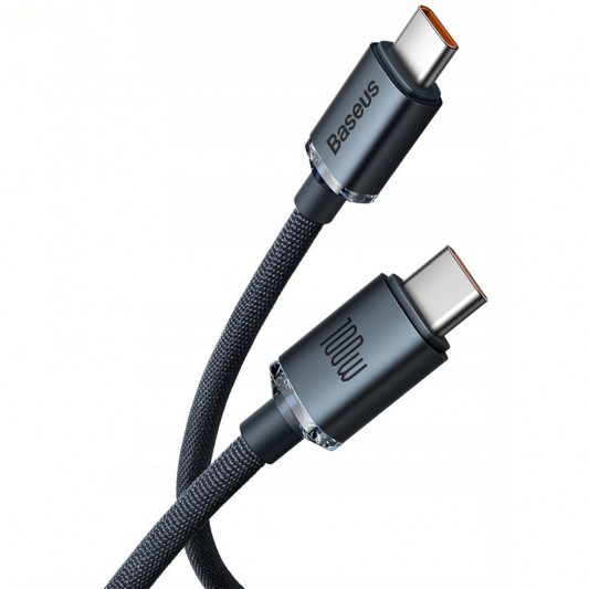 USB дата кабель Baseus Crystal Shine Series Type-C to Type-C 100W (2m) (CAJY00070), Black - зображення 1 