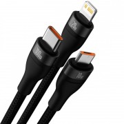 Универсальный кабель Baseus Flash Series 2 USB to MicroUSB-Lightning-Type-C 100W (1.2m) (CASS03000), Черный