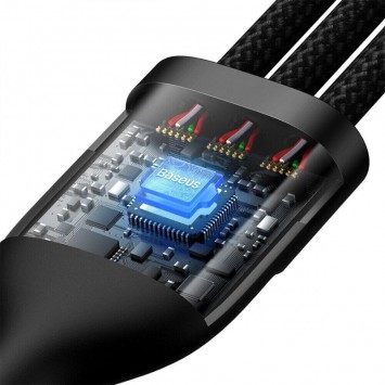Універсальний кабель Baseus Flash Series 2 USB to MicroUSB-Lightning-Type-C 100W (1.2m) (CASS03000), Black - Combo (універсальні) - зображення 2 