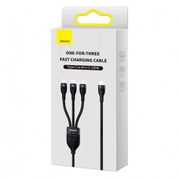 Універсальний кабель Baseus Flash Series 2 USB to MicroUSB-Lightning-Type-C 100W (1.2m) (CASS03000), Black - Combo (універсальні) - зображення 5 