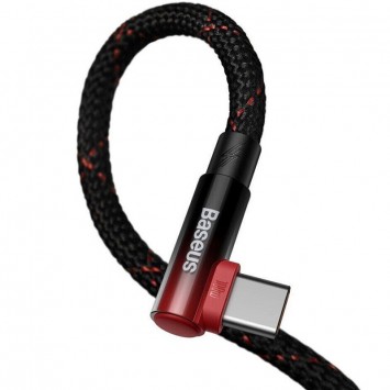 Кутовий USB кабель Baseus MVP 2 Elbow-shaped USB to Type-C 100W (1m) (CAVP000420), Black / Red - Type-C кабелі - зображення 2 