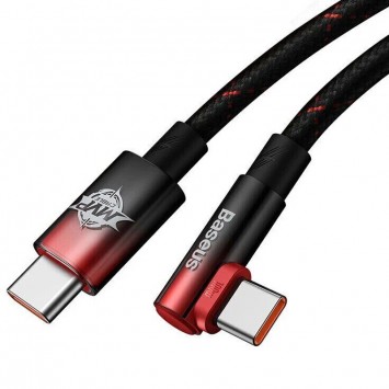 Кутовий USB кабель Baseus MVP 2 Elbow-shaped Type-C to Type-C 100W (2m) (CAVP000720), Black / Red - Type-C кабелі - зображення 2 