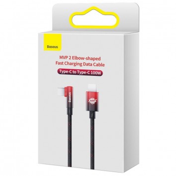 Кутовий USB кабель Baseus MVP 2 Elbow-shaped Type-C to Type-C 100W (2m) (CAVP000720), Black / Red - Type-C кабелі - зображення 5 