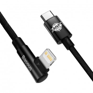 Кутовий USB кабельType-C to Lightning 20W (1m) Baseus MVP 2 Elbow-shaped (CAVP000201), Black - Lightning - зображення 1 