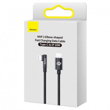 Кутовий USB кабель Type-C to Lightning 20W (2m) Baseus MVP 2 Elbow-shaped (CAVP000301), Black - Lightning - зображення 5 
