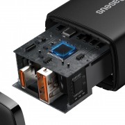 Зарядний пристрій Baseus Compact Quick Charger 20W QC+PD (Type-C+1USB) (CCXJ-B), Black