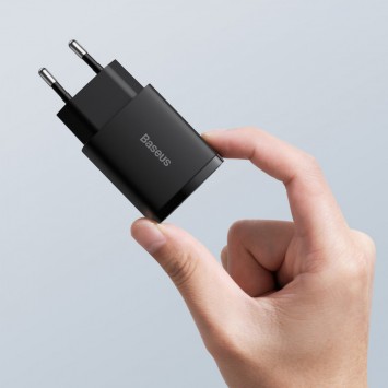 Зарядное устройство Baseus Compact Quick Charger 20W QC + PD (Type-C + 1USB) (CCXJ-B), Black - Сетевые зарядные устройства (220 В) - изображение 3