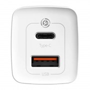 Зарядное устройство Baseus GaN2 Lite QC (Type-C/USB 65W) с Type-C Cable (CCGAN2L-B01), Белый
