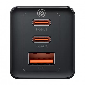 Черное зарядное устройство Baseus GaN5 Pro 65W с двумя Type-C и USB 100W EU (CCGP12020)