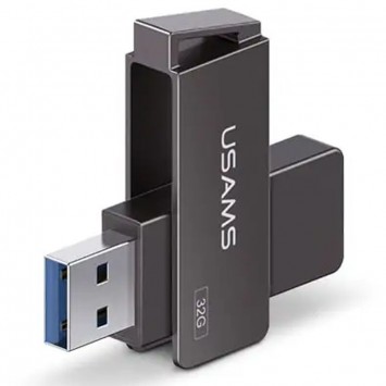 Флеш накопичувач USAMS US-ZB195 USB3.0 Rotatable High Speed Flash Drive 32 Gb, Iron-grey - Флеш пам'ять USB - зображення 1 