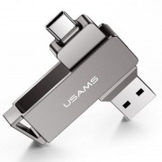 Флеш накопичувач USAMS US-ZB199 Type-C+ USB3.0 Rotatable High Speed Flash Drive 32 Gb, Iron-grey