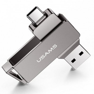 Флеш накопитель USAMS US-ZB201 Type-C+ USB3.0 Rotatable High Speed Flash Drive 128 Gb, Iron-grey - Флеш память USB - изображение 1