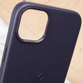 Шкіряний чохол Leather Case (AAA) with MagSafe для Apple iPhone 14 (6.1"), Ink - Чохли для iPhone 14 - зображення 5 