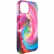 Кожаный чехол Colour Splash with MagSafe для Apple iPhone 14 (6.1"), Pink/Blue