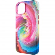 Кожаный чехол Colour Splash with MagSafe для Apple iPhone 14 Plus (6.7"), Pink/Blue