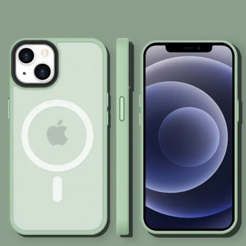 TPU+PC чохол Metal Buttons with MagSafe Colorful для Apple iPhone 14 (6.1"), М'ятний - Чохли для iPhone 14 - зображення 1 