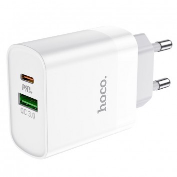 Зарядний пристрій HOCO C80A Rapido PD20W+QC3.0 Type-C+USB, Білий - Мережеві ЗП (220 В) - зображення 2 