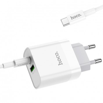 Зарядний пристрій HOCO C80A Rapido PD20W+QC3.0 Type-C + USB + Type-C to Type-C cable, Білий - Мережеві ЗП (220 В) - зображення 2 