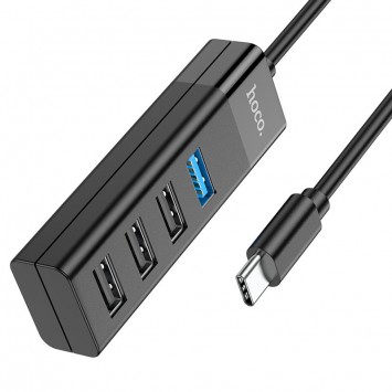 Перехідник Hoco HB25 Easy mix 4in1 (Type-C to USB3.0+USB2.0*3), Чорний - Кабелі / Перехідники - зображення 1 