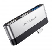 Перехідник Borofone DH1 Type-C to USB, Чорний / Срібний