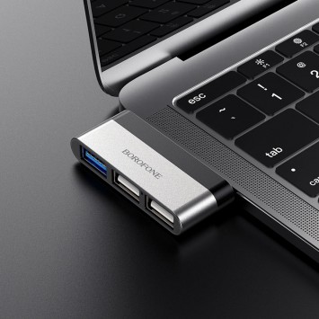 Перехідник Borofone DH1 Type-C to USB, Чорний / Срібний - Кабелі / Перехідники - зображення 6 