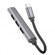Переходник Hoco HB26 4in1 (Type-C to USB3.0+USB2.0*3), Metal gray