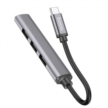 Переходник Hoco HB26 4in1 (Type-C to USB3.0+USB2.0*3), Metal gray - Кабели / Переходники - изображение 1