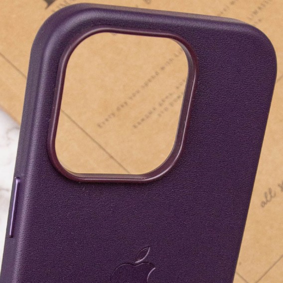 Шкіряний чохол Leather Case (AAA) with MagSafe для Apple iPhone 14 Pro (6.1"), Deep Violet